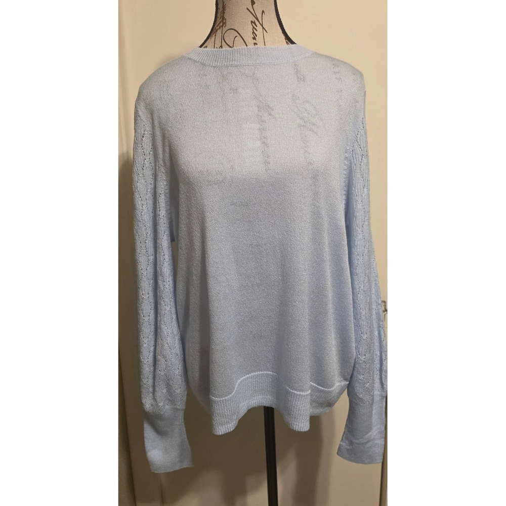 Style & Co Pointelle Knit Sleeve Sweater Crystalline Blue XL New With Tag